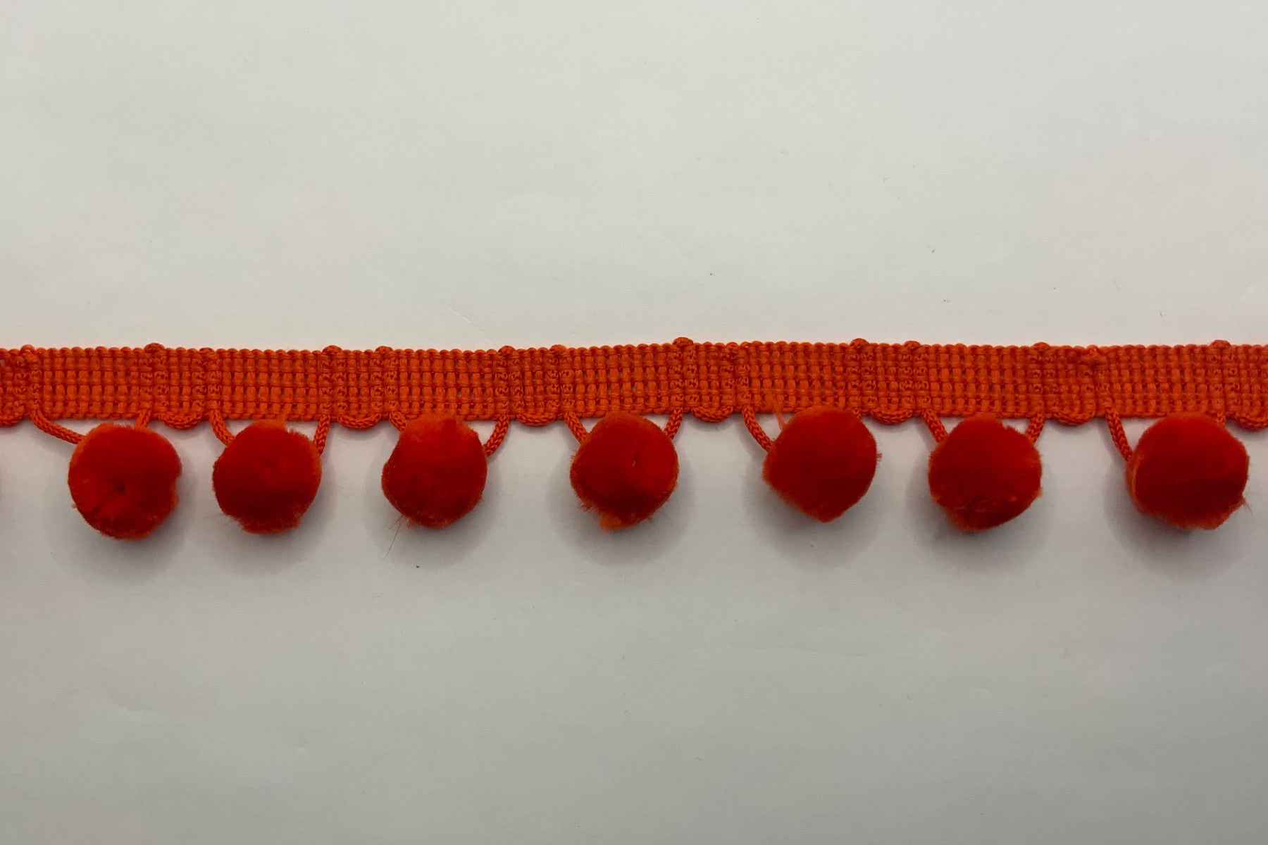 Orange Velvet Pom Pom Trim