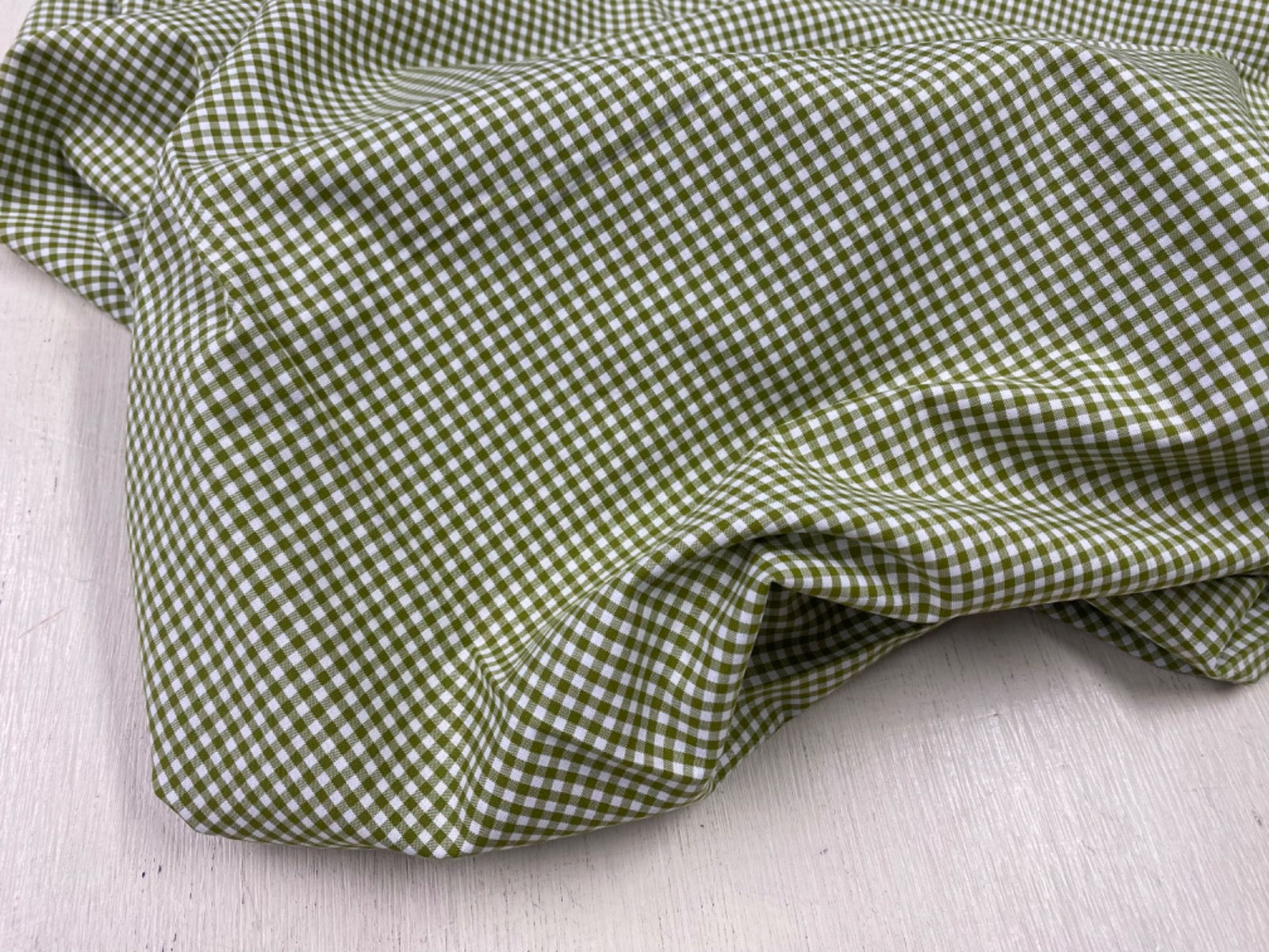 C749 3mm Green Olive Woven Cotton Gingham