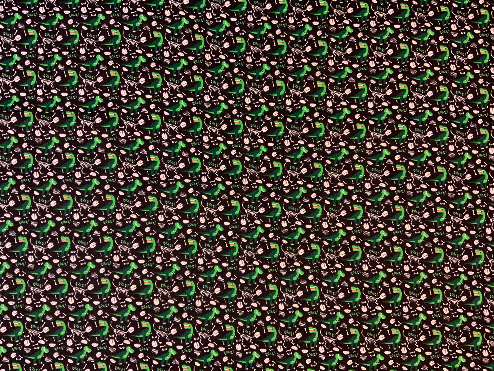 I409 Dino Roar Brushed Cotton Flannel Black