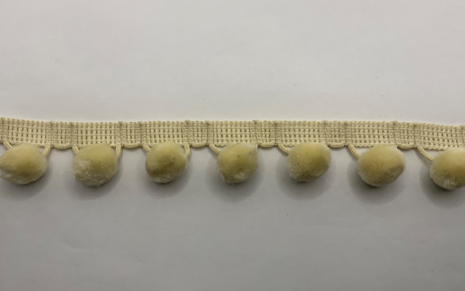Cream Velvet Pom Pom Trim