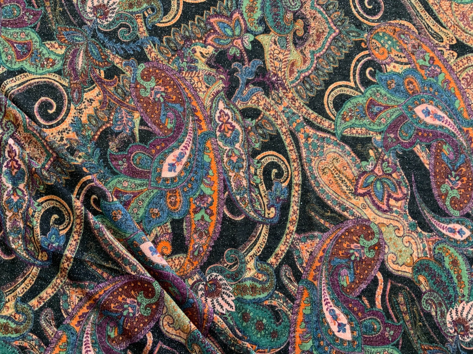 F60 Lurex Knit Glitzy Paisley Jade Green/ Peach
