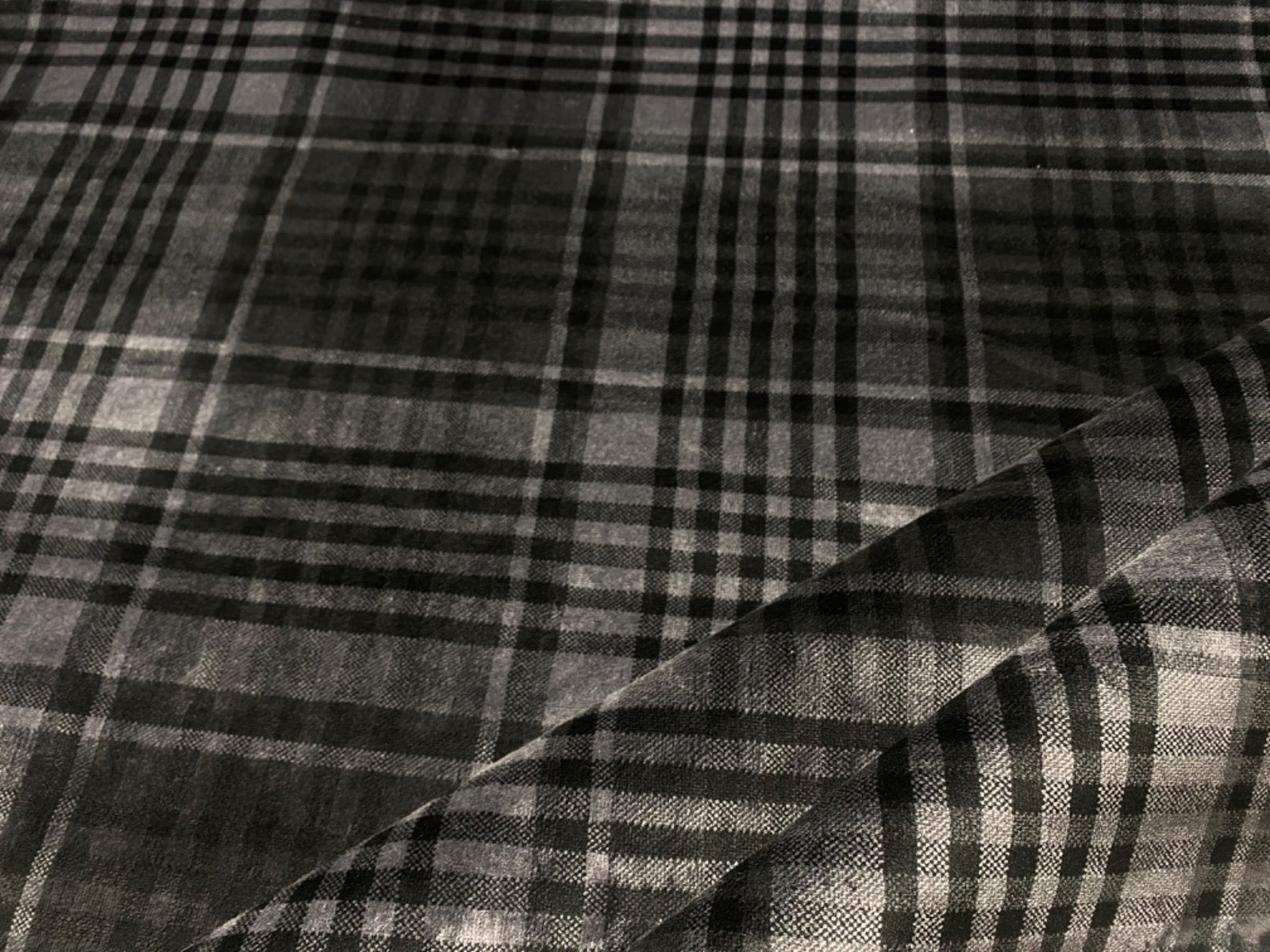 Tex Ex 2814 Heavy Check Upholstery Velvet Black Grey