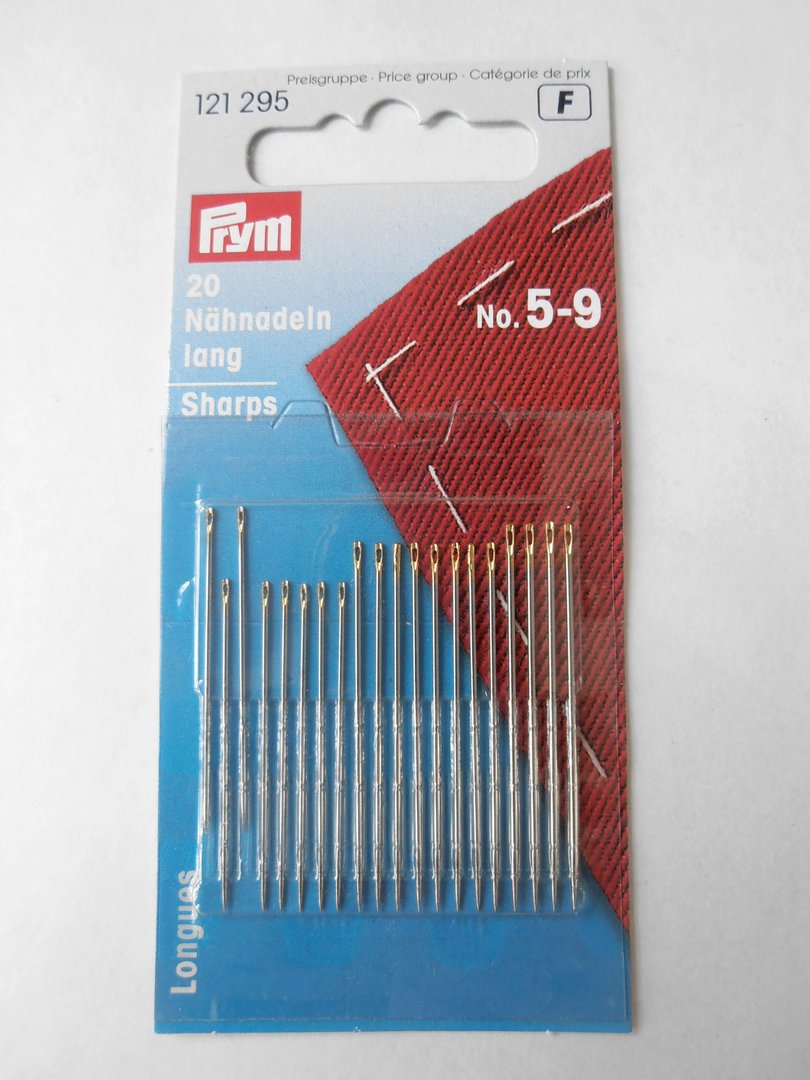 Prym Long Sharps Sewing Needles Pack of 20 No 5-9
