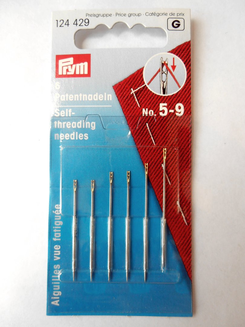 Prym Self Threading Needles Pack of 6 Assorted No 5-9