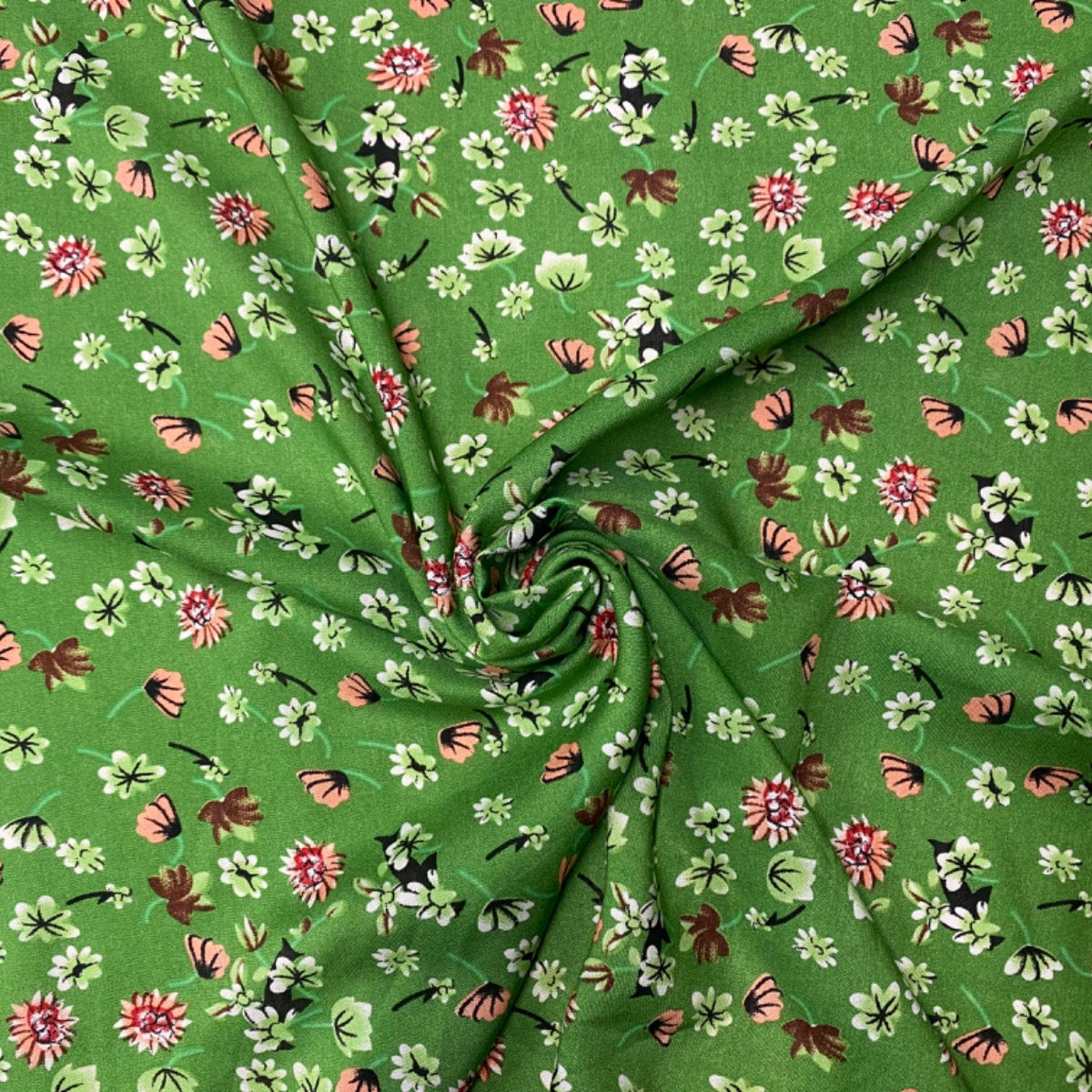 F337 Gardeners Flowers Viscose Green