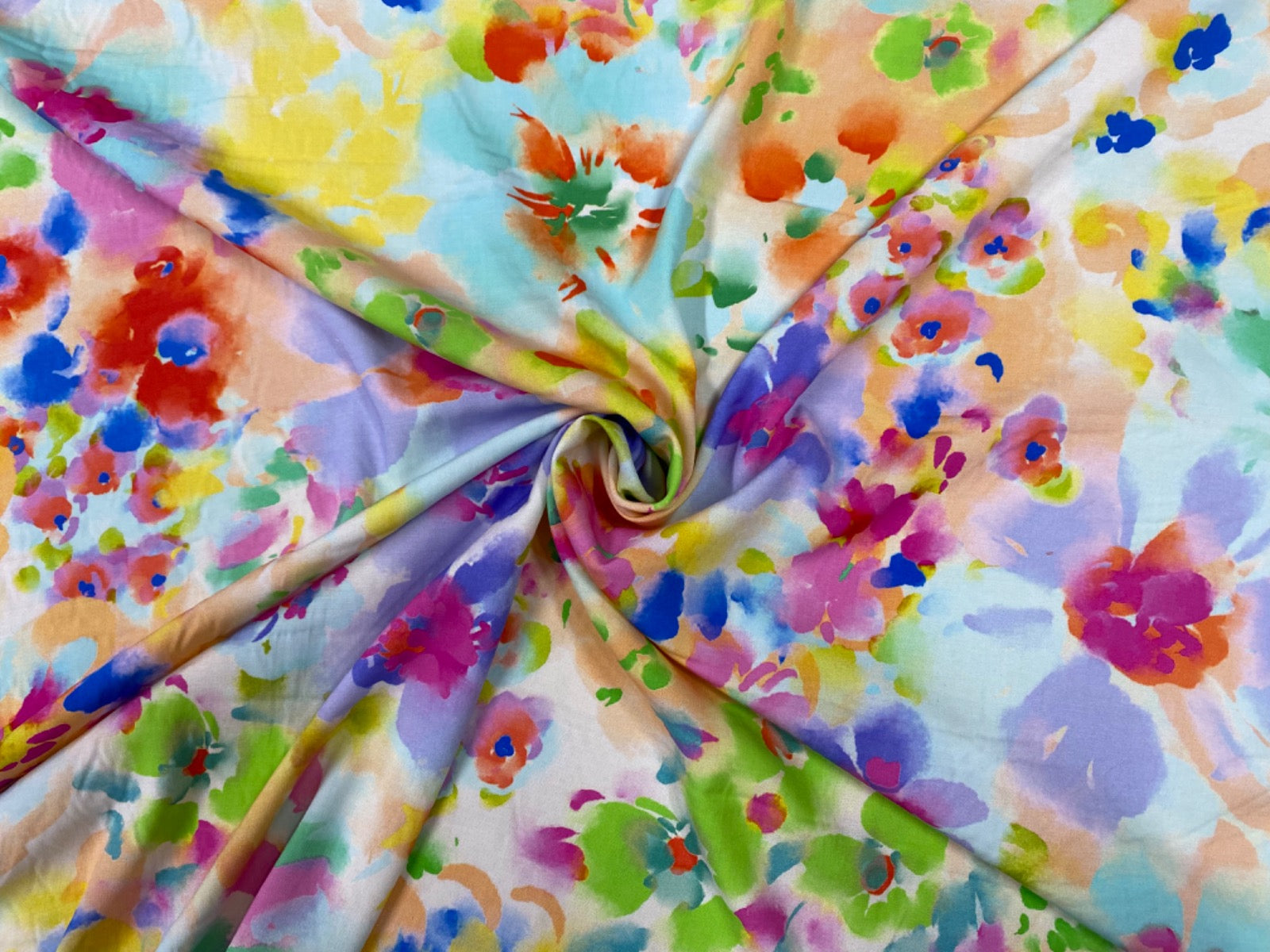 Watercolour Flowers Stretch Viscose Multi W42