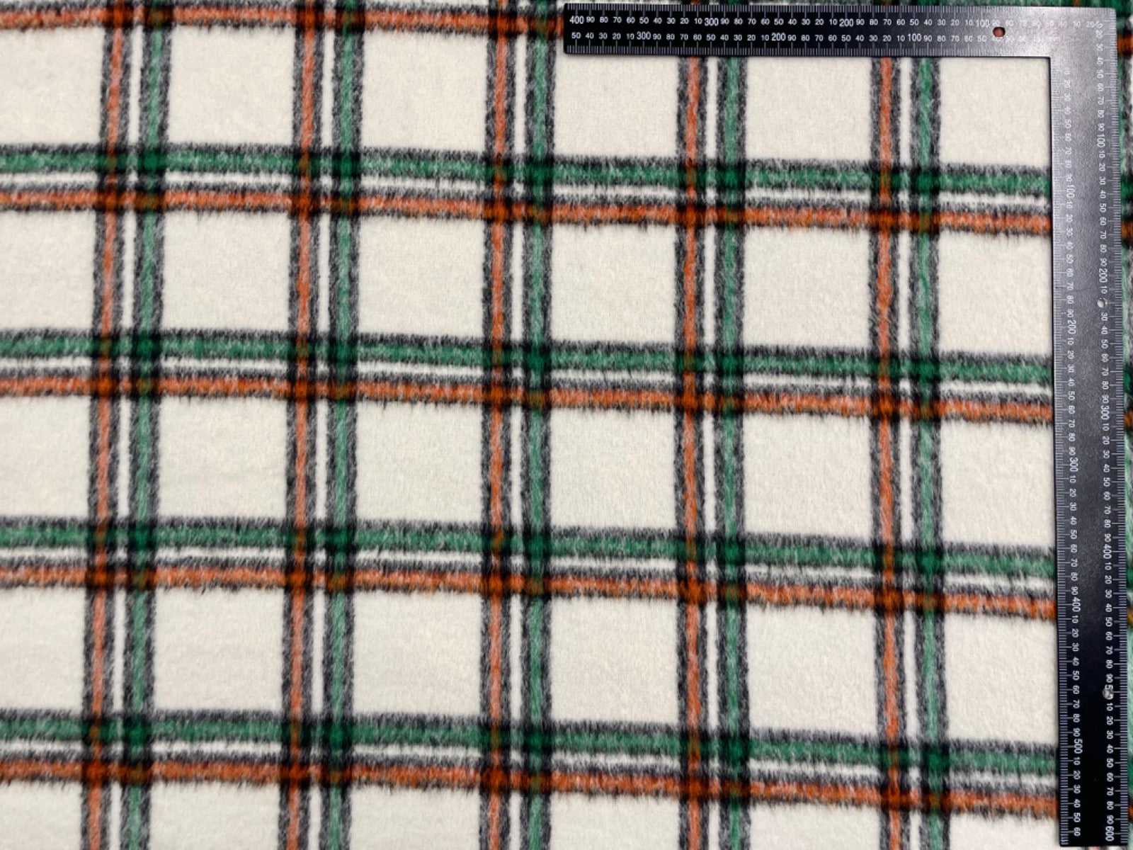 Irish Check Wool Touch Orange Green F347