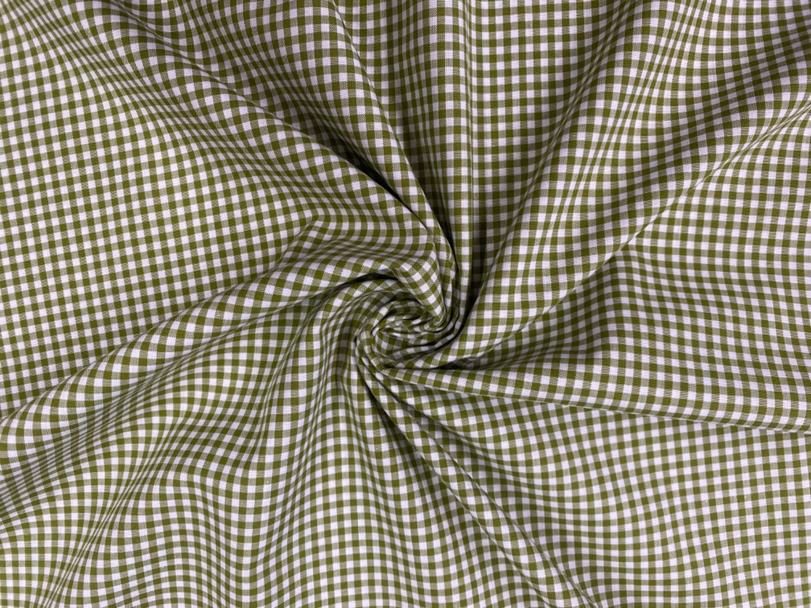 C749 3mm Green Olive Woven Cotton Gingham