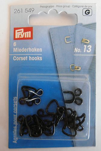 Prym Black Corset Hooks No.13