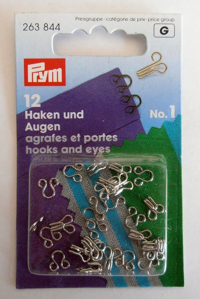 Prym Silver Metal Hooks & Eyes No.1