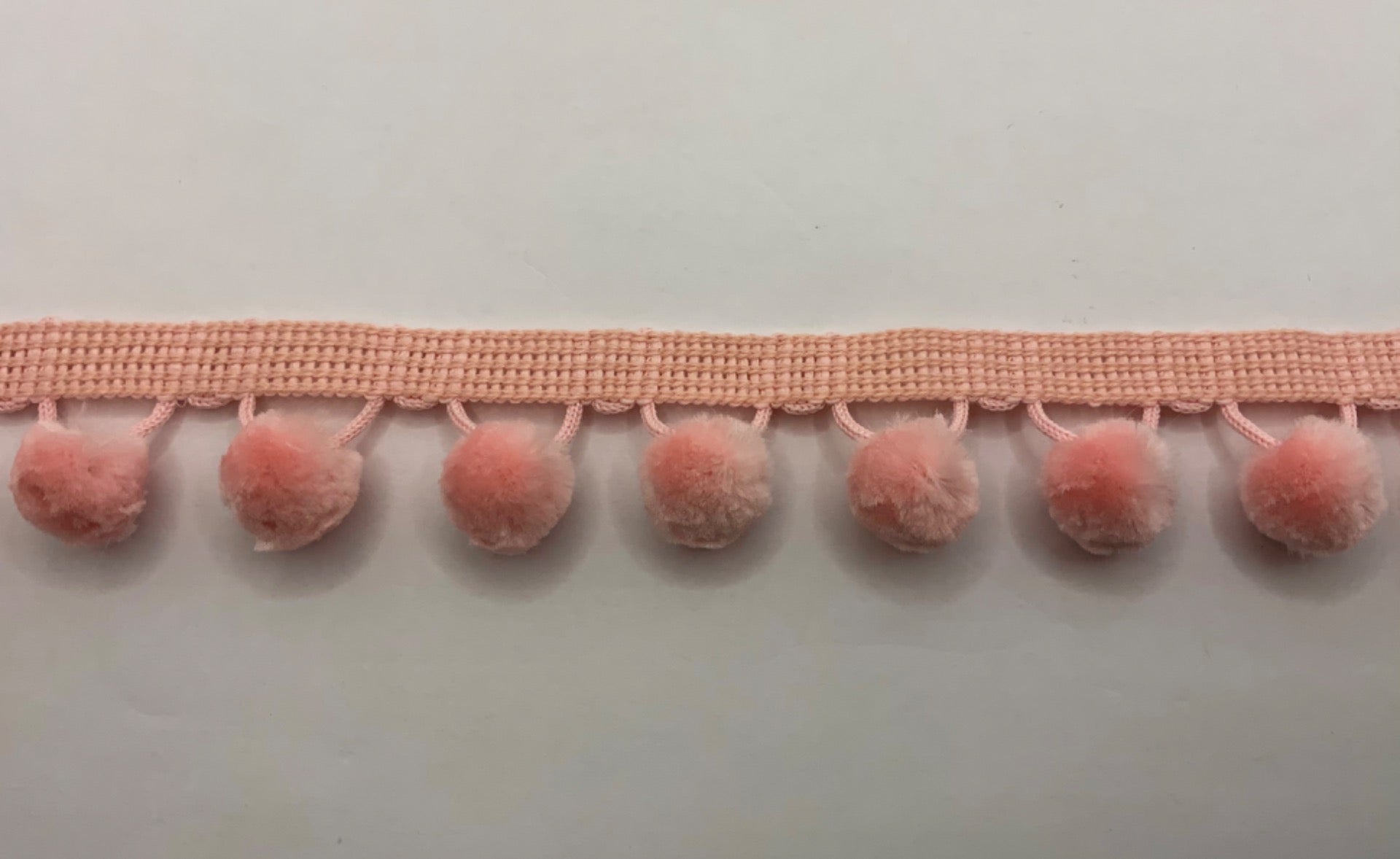 Rose Pink Velvet Pom Pom Trim