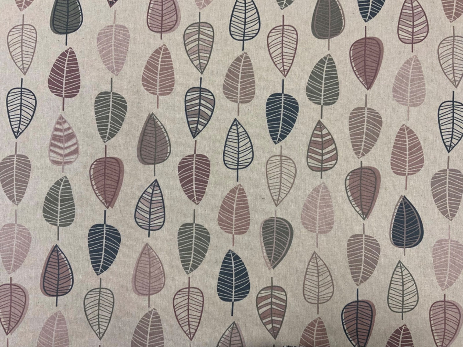 T512 Lino Leaf Block Print Scandi Linen