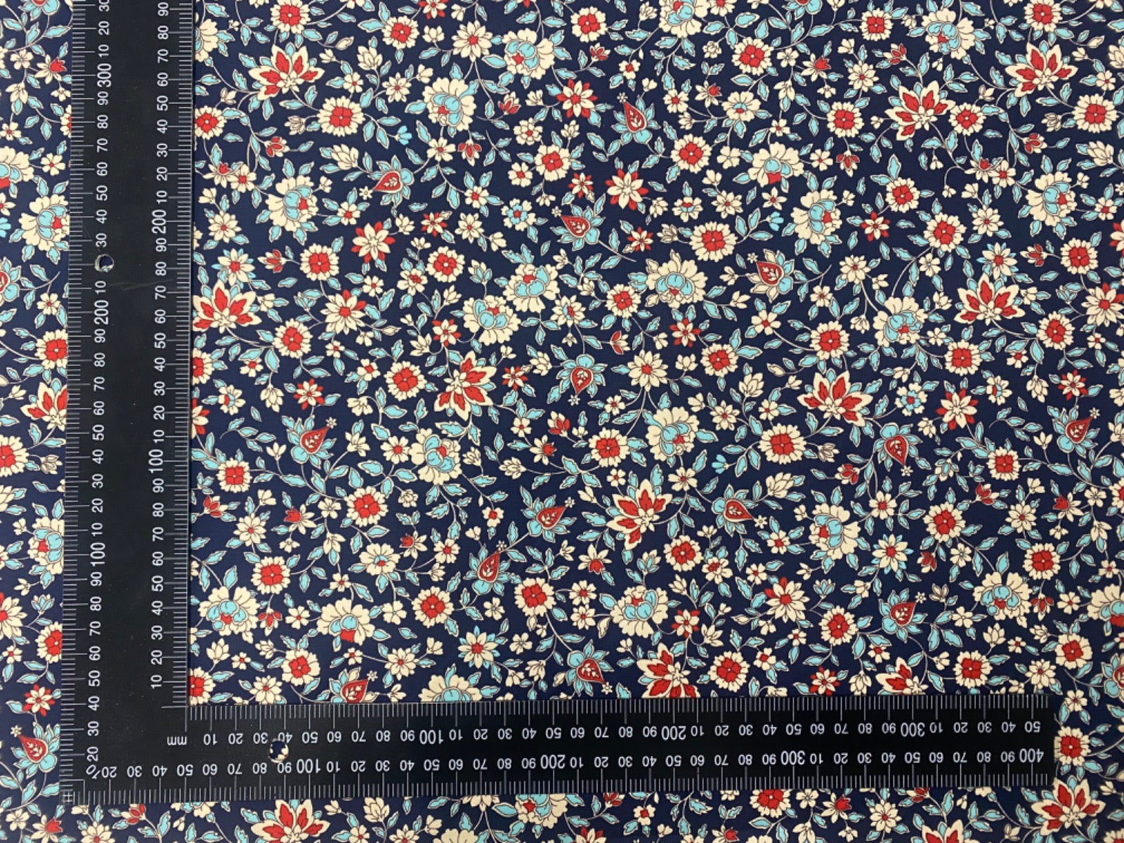 C758 Midnight Flowers Cotton Poplin Navy, Blue, Red
