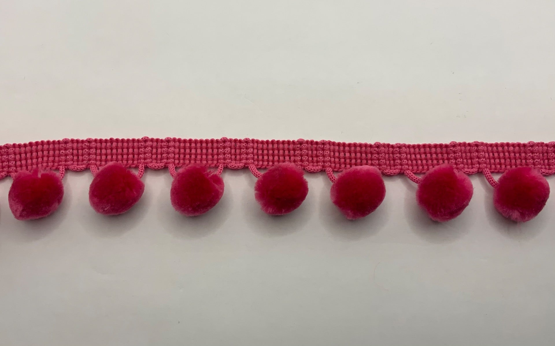 Fuchsia Velvet Pom Pom Trim
