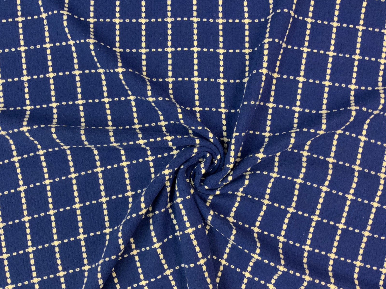 Basket Weave Check Wool Touch Blue F118