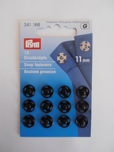 Prym Press Studs Snap Fasteners 11mm Black