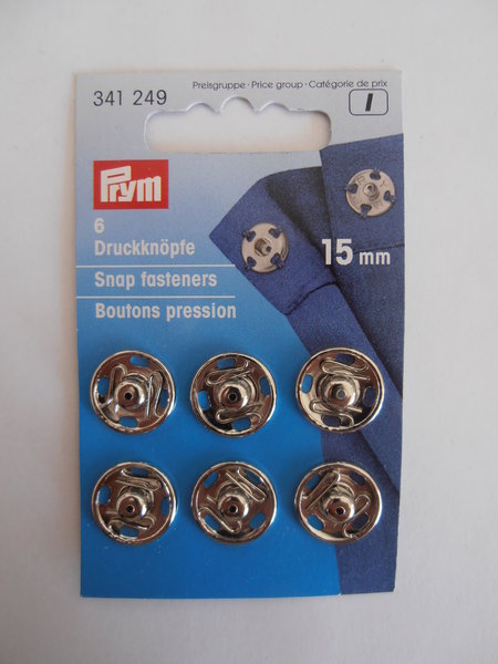 Prym Press Studs Snap Fasteners 15mm Silver