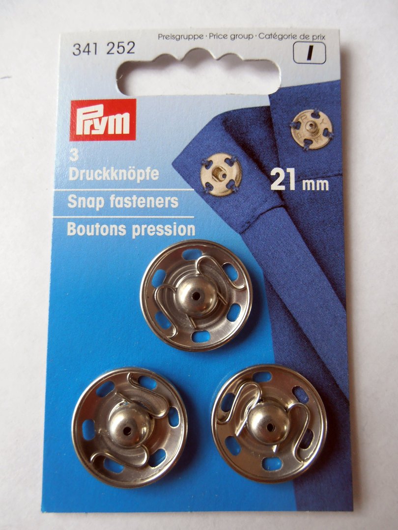 Prym Press Stud Snap Fasteners 21mm Silver