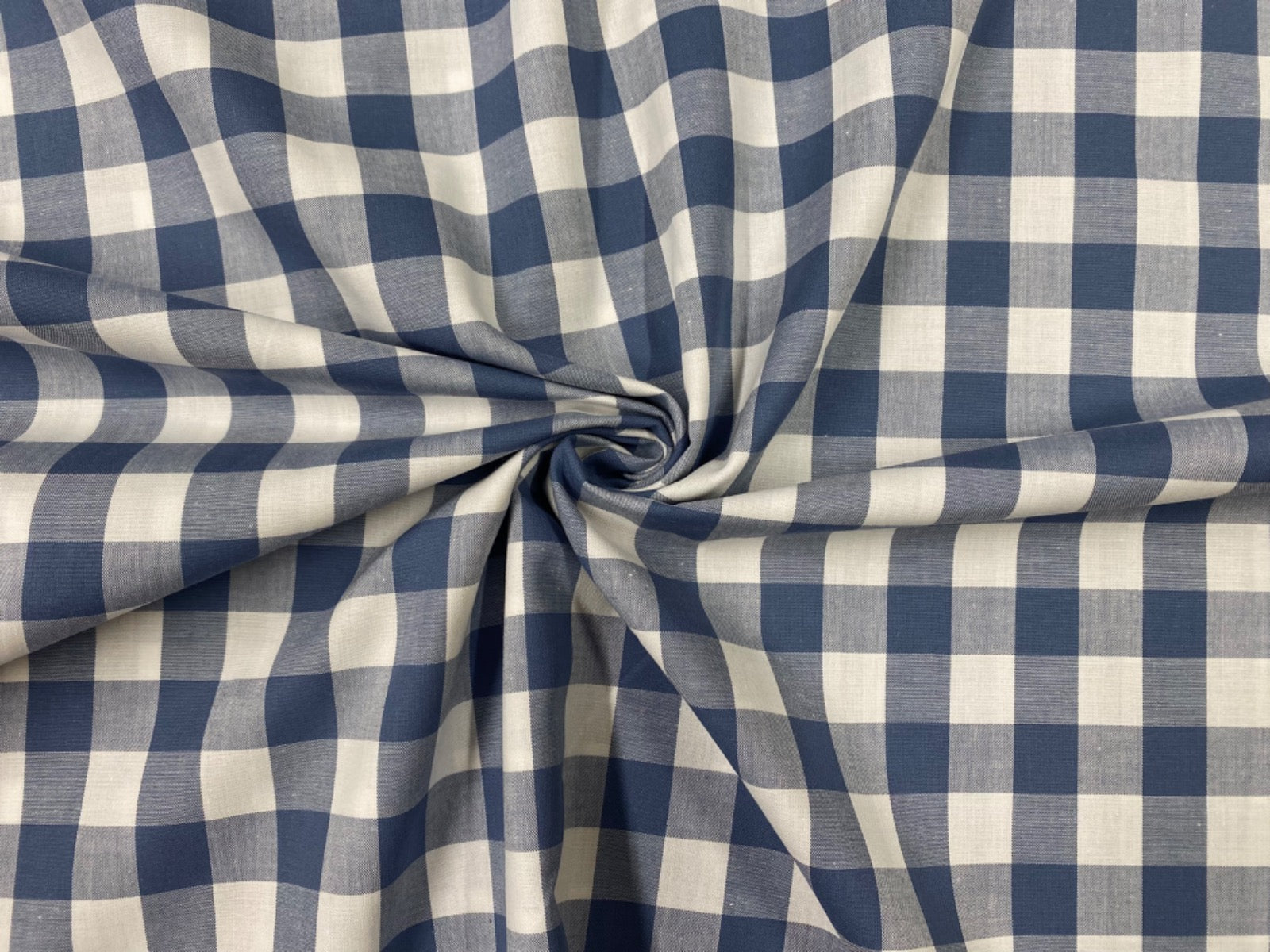 C747 17mm Denim Blue Woven Cotton Gingham