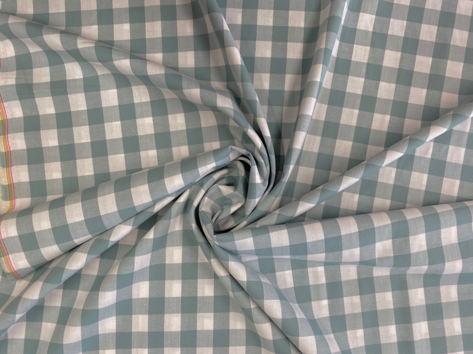 C760 17mm Woven Cotton Gingham Duck Egg