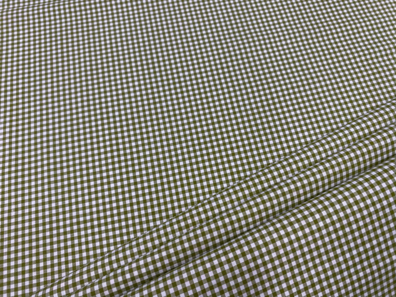 C749 3mm Green Olive Woven Cotton Gingham