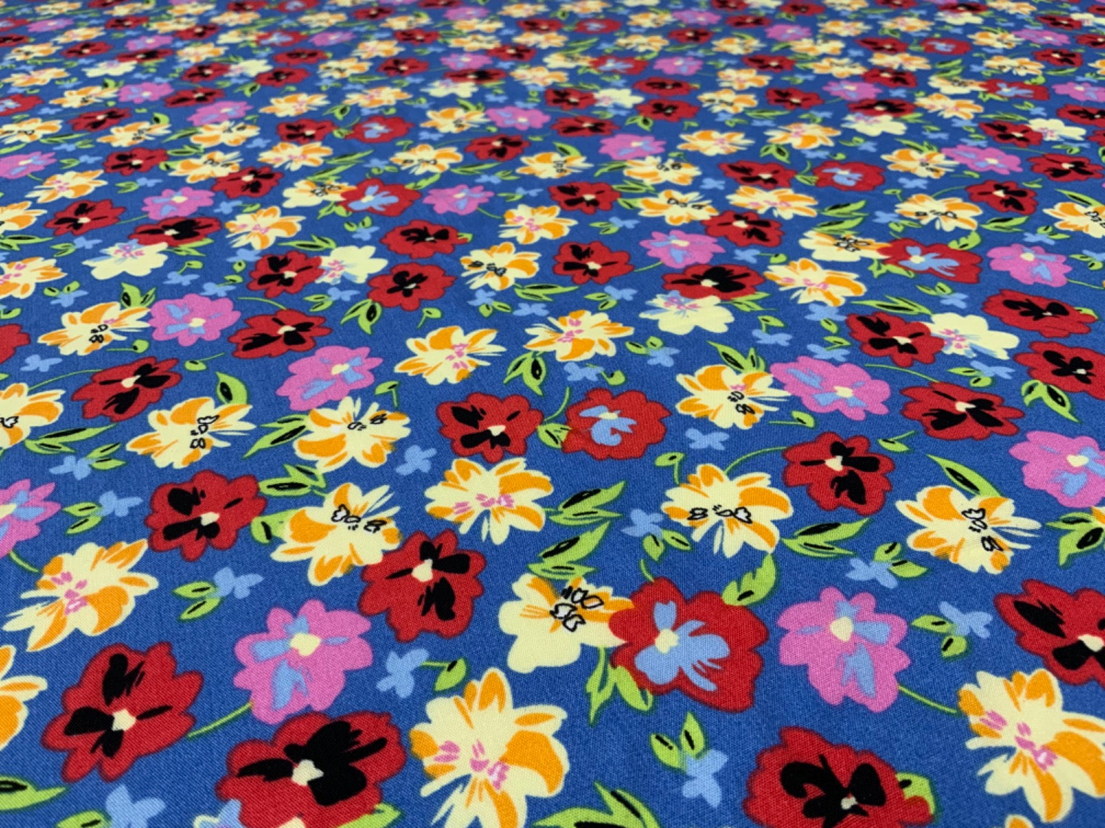 Happy Flowers Viscose Blue Multi F291