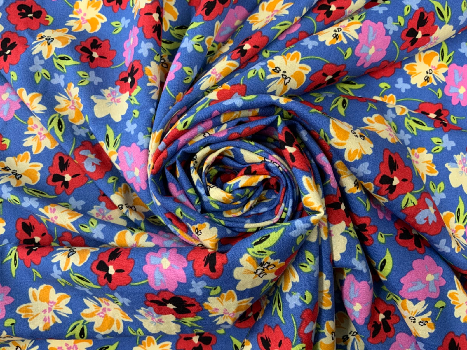Happy Flowers Viscose Blue Multi F291