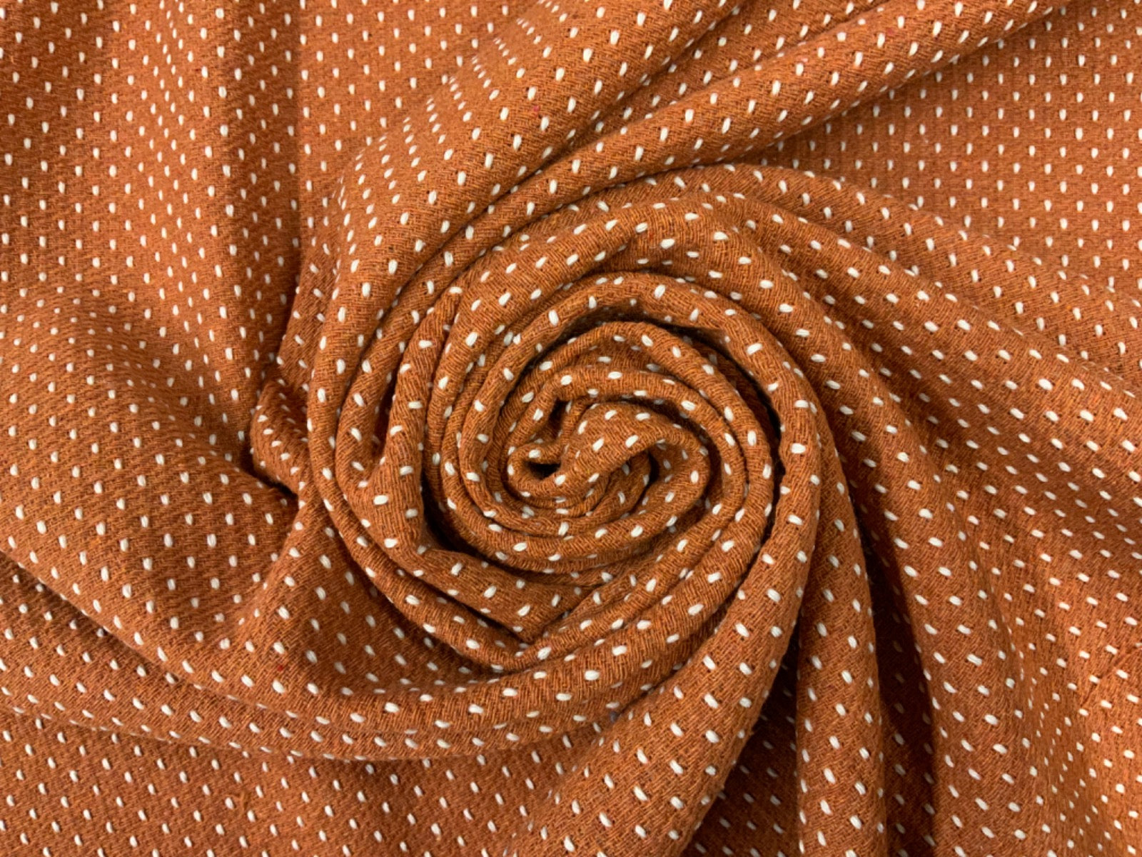 F277 Wool Mix Stitch Spot Orange