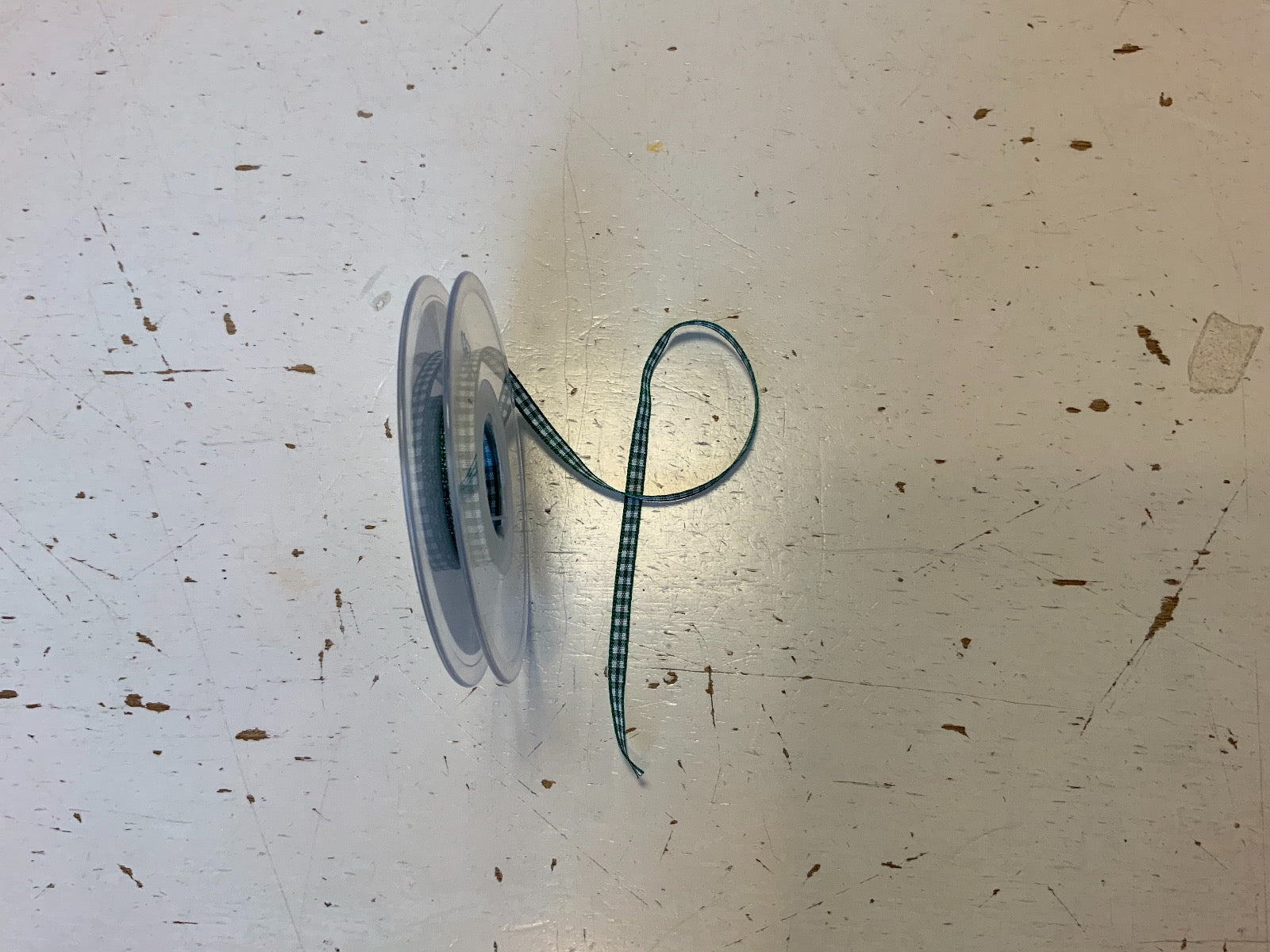 5mm Satin Ribbon Green/White