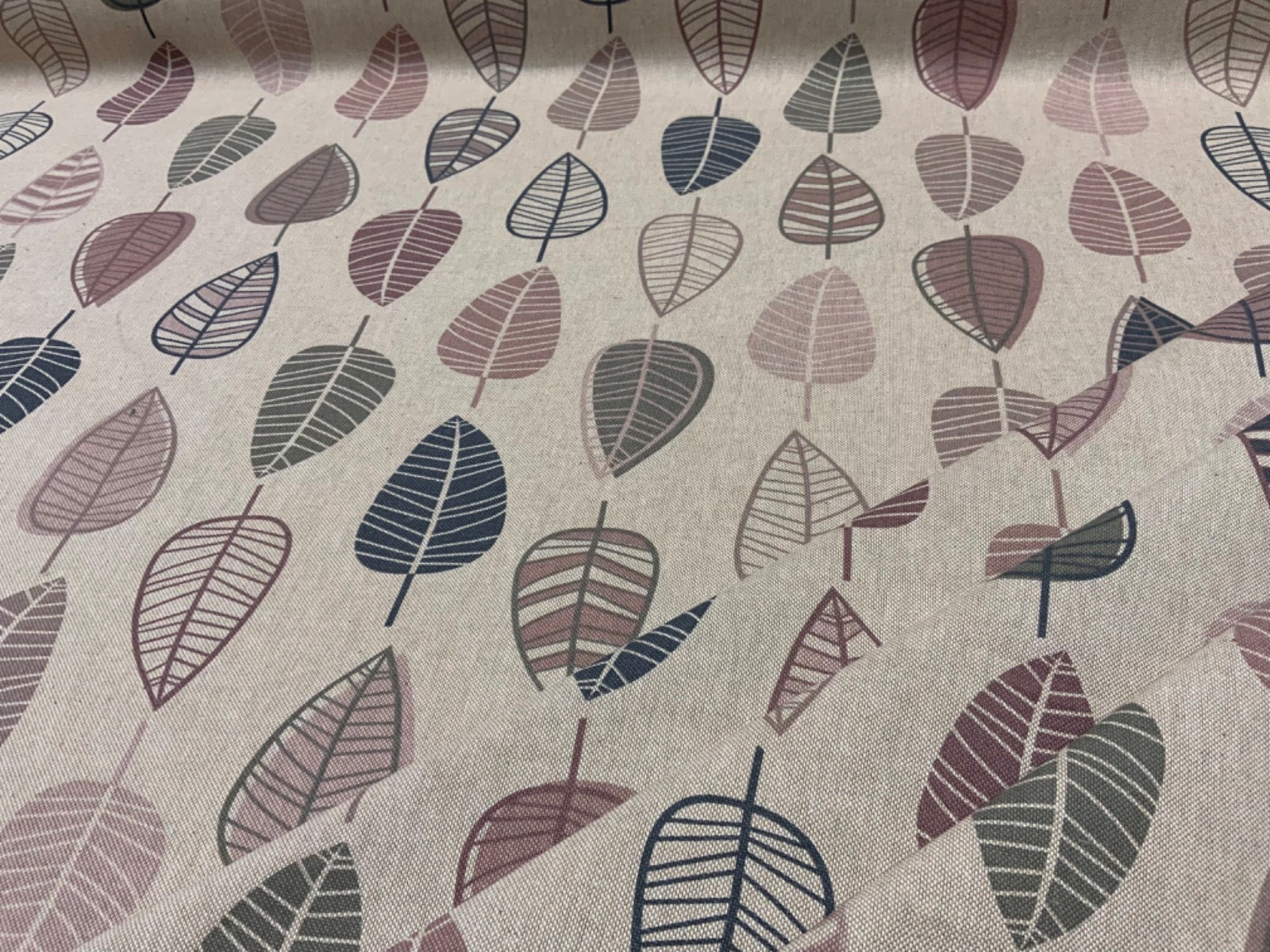 T512 Lino Leaf Block Print Scandi Linen
