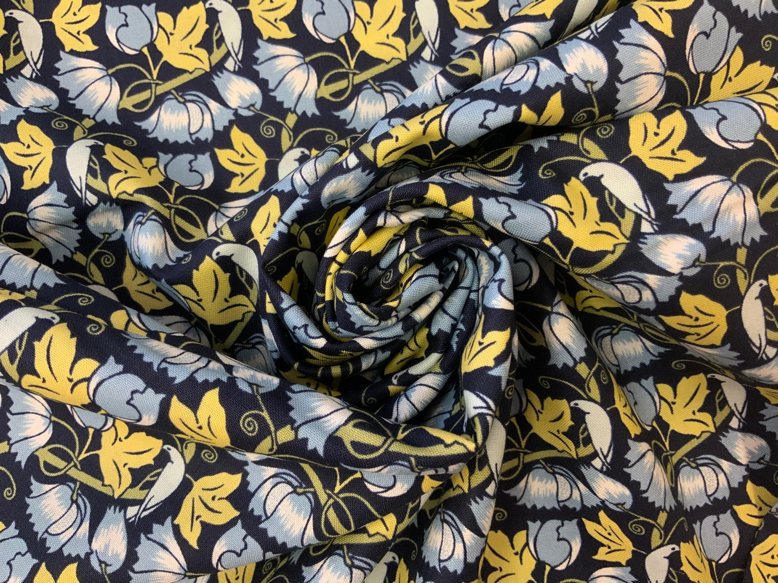 P133 Birds Poppies by C.F.A Voysey Dress Weight Cotton