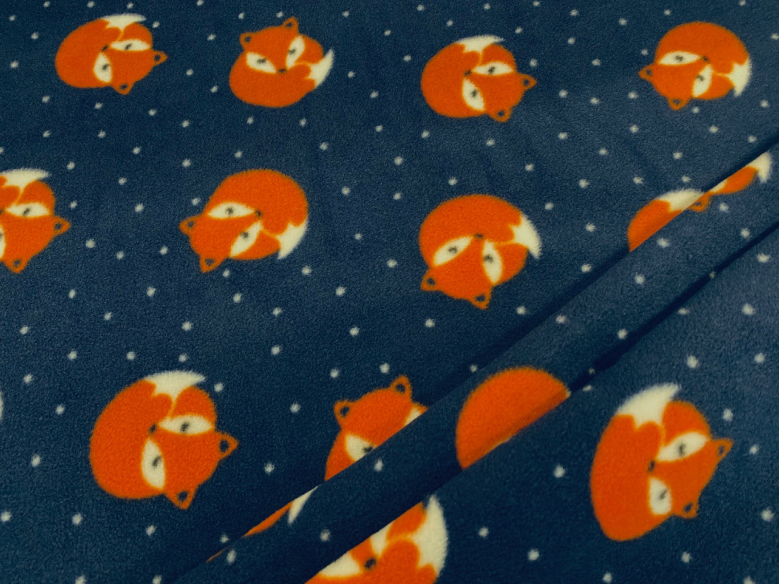 C358 Sleepy Fox Polar Fleece Navy