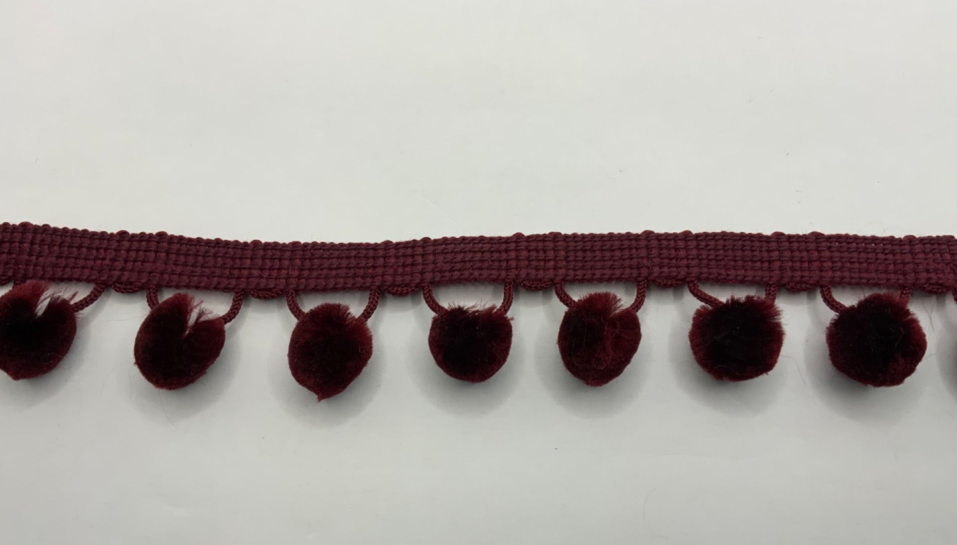Wine Velvet Pom Pom Trim