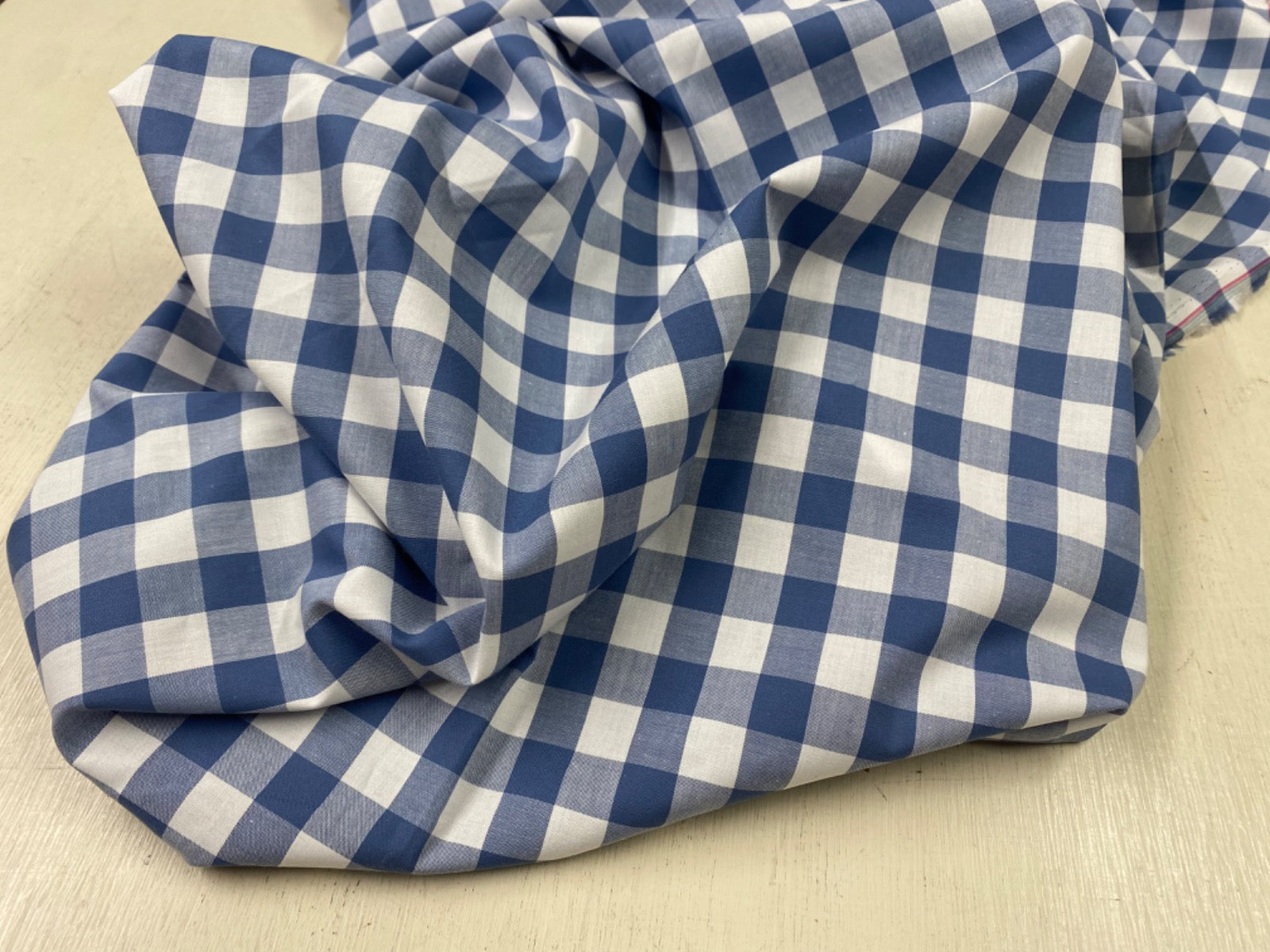 C747 17mm Denim Blue Woven Cotton Gingham