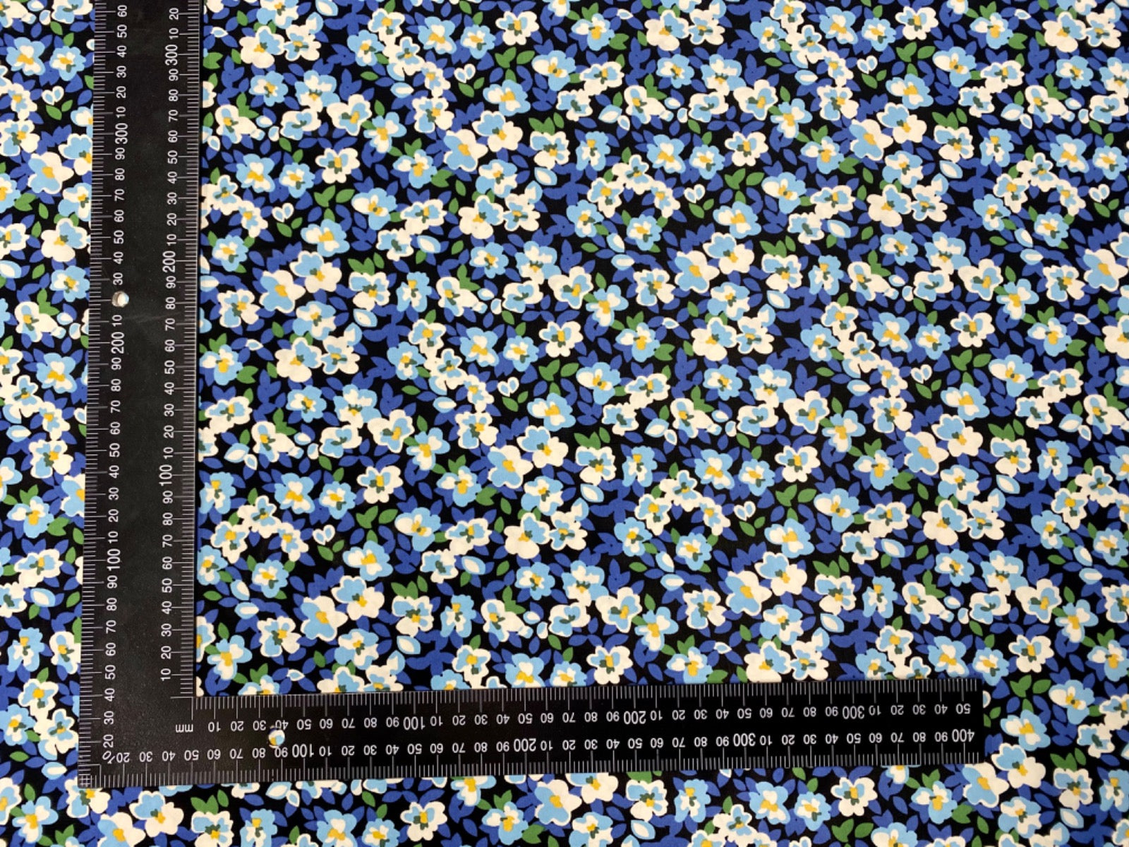 F338 Inky Flowers Soft Drape Blue