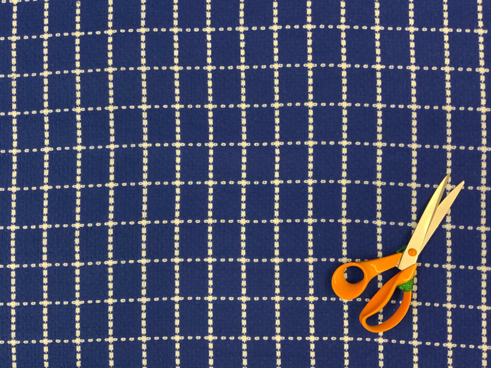 Basket Weave Check Wool Touch Blue F118