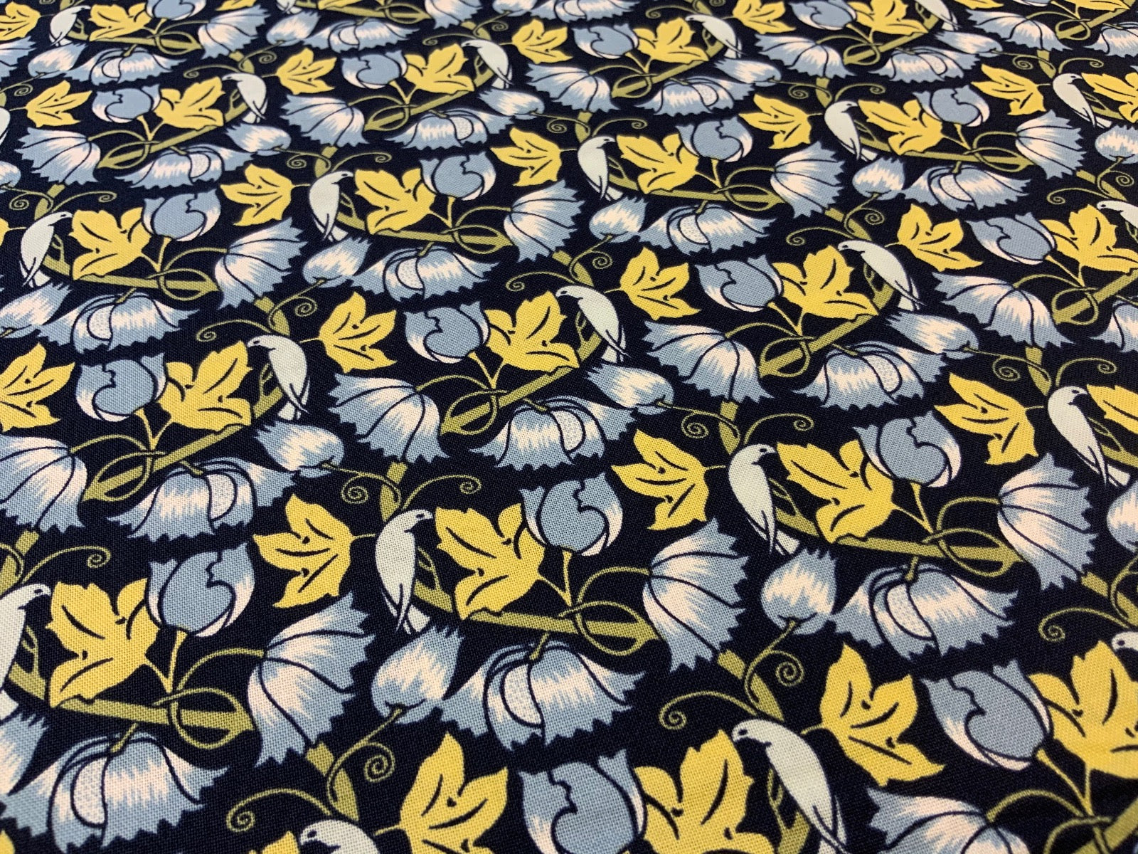 P133 Birds Poppies by C.F.A Voysey Dress Weight Cotton