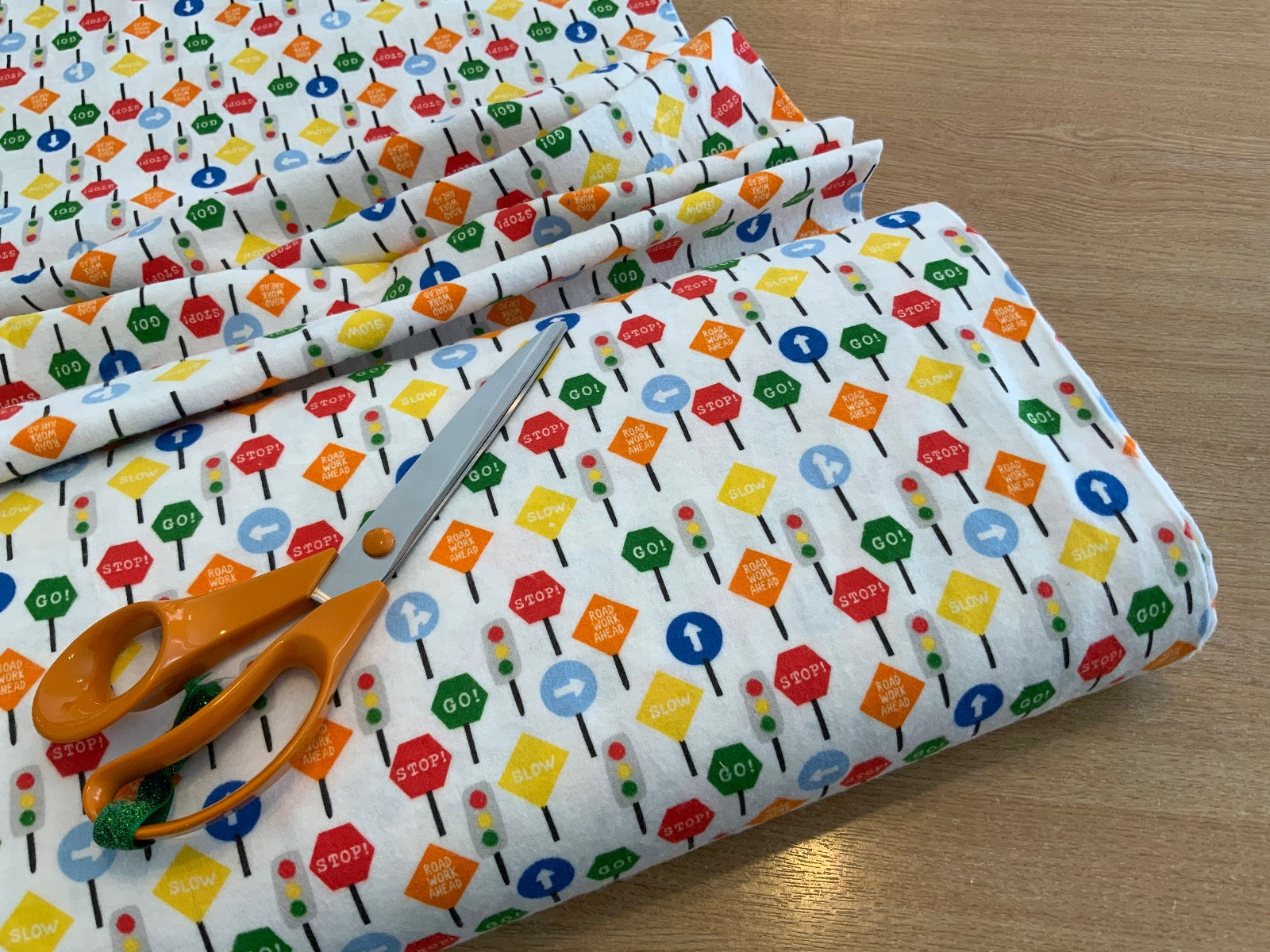 P115 Traffic Lights Brushed Cotton Flannel