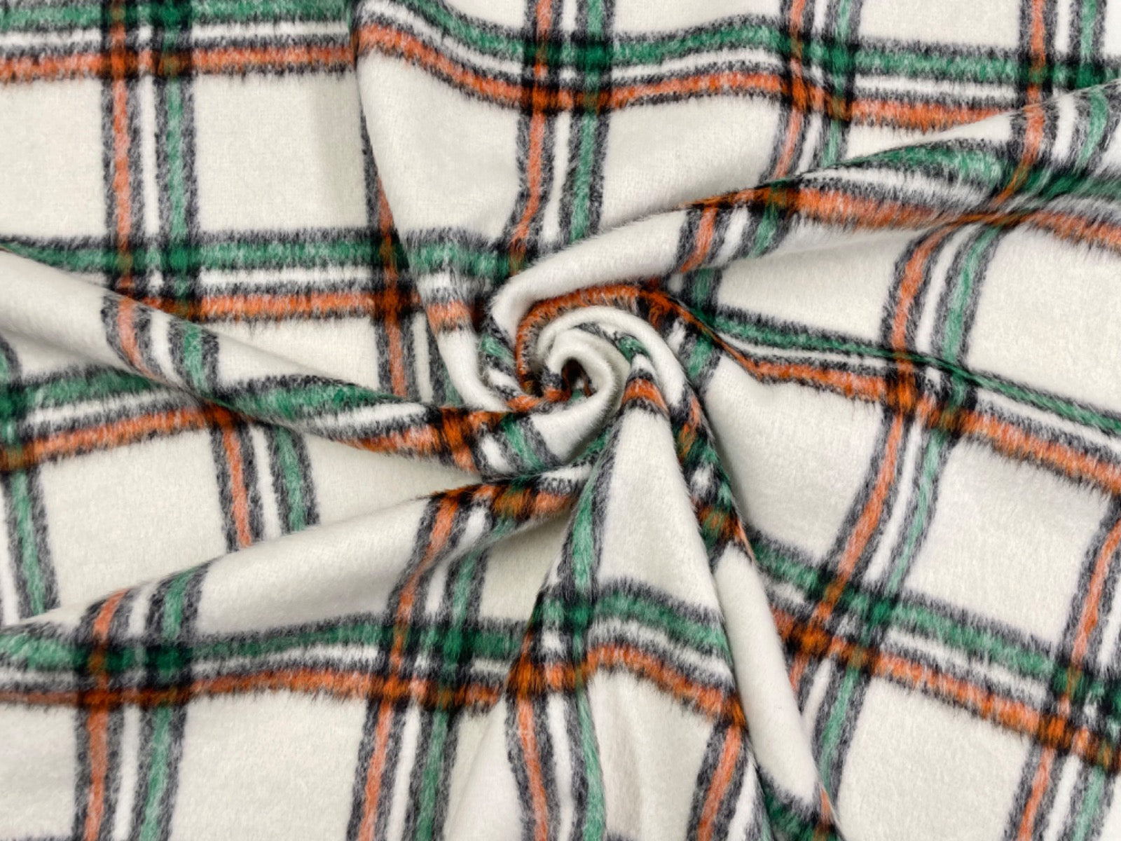 Irish Check Wool Touch Orange Green F347