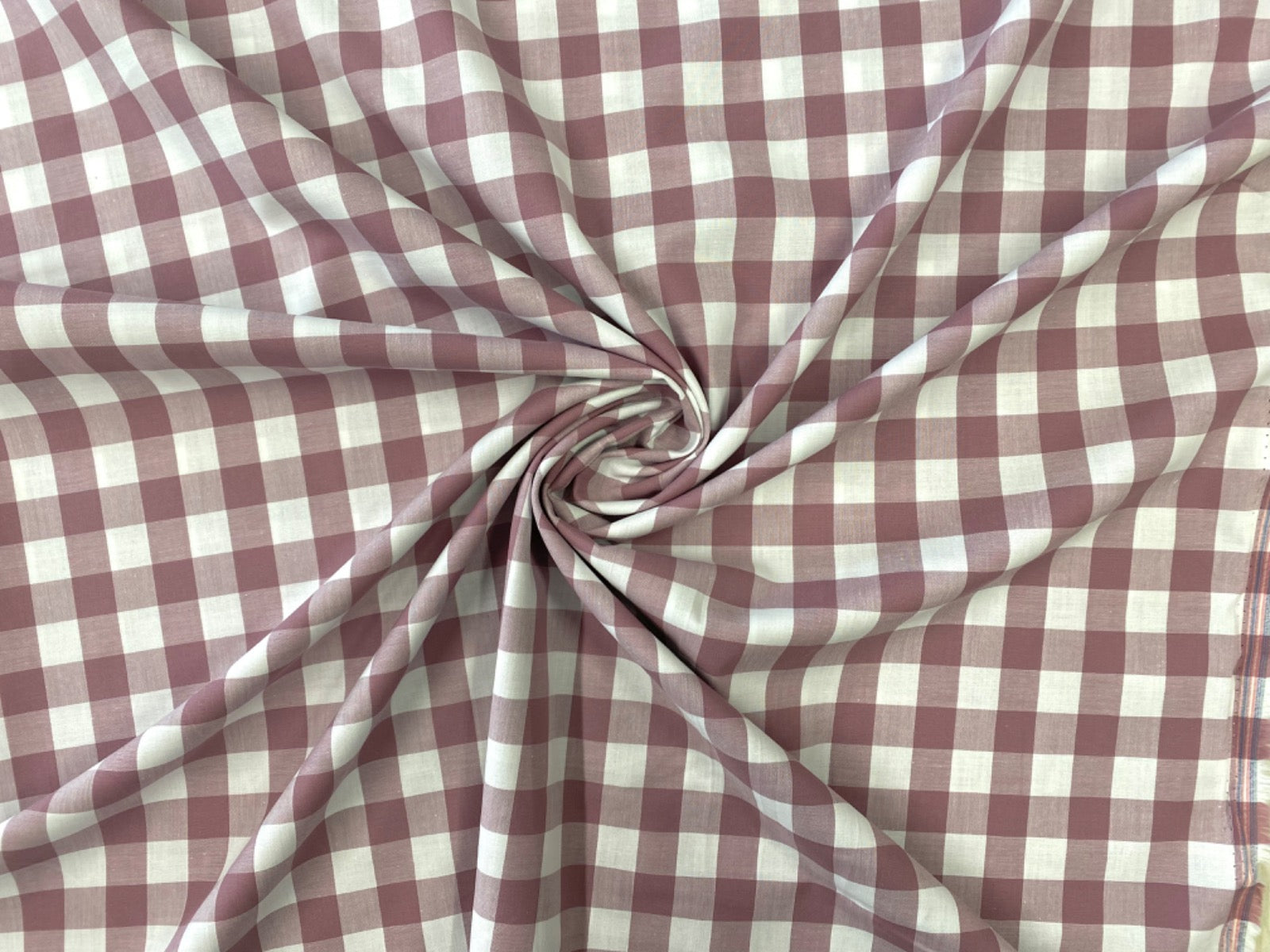 C761 17mm Woven Cotton Gingham Mauve