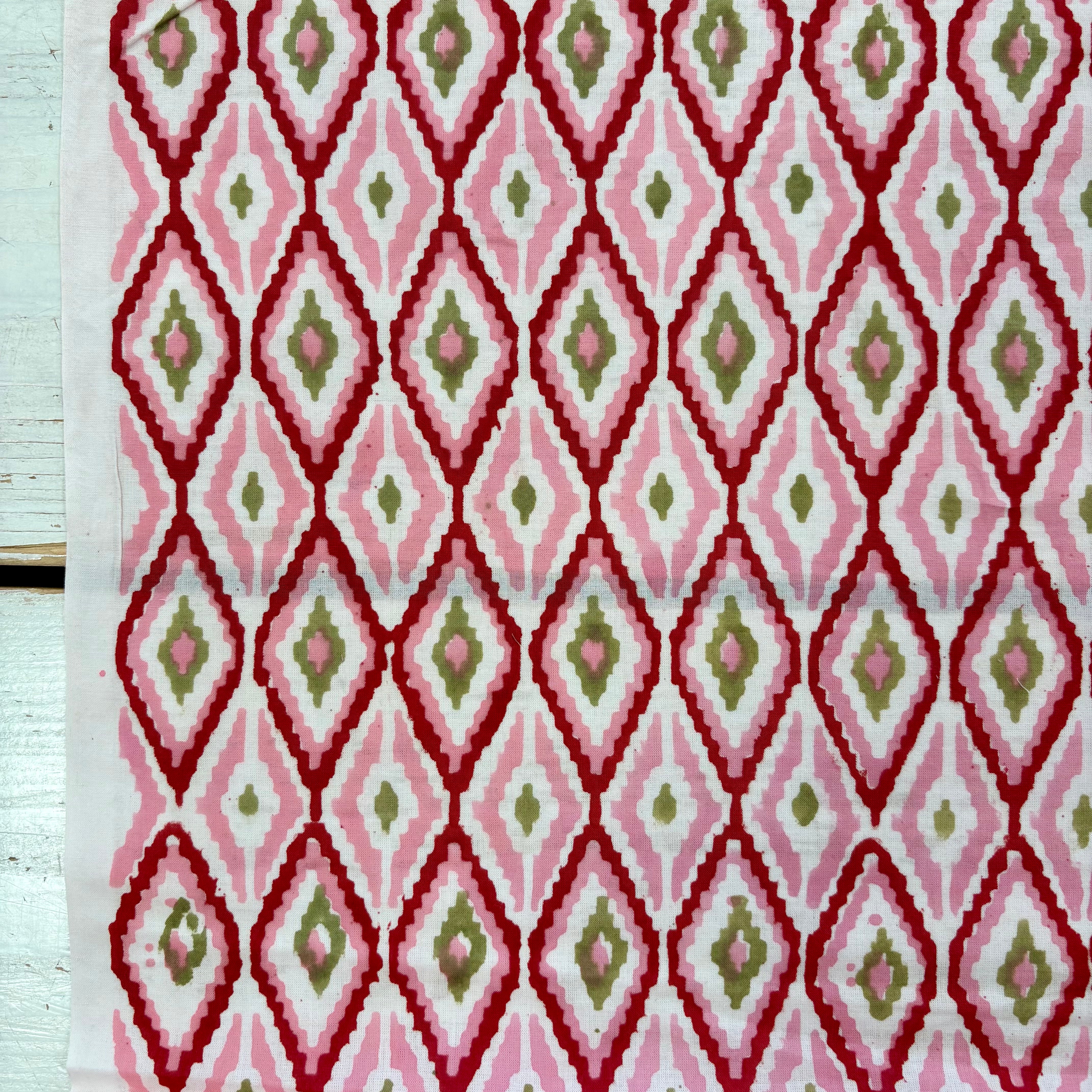 Aztec Block Print Pink Tex Ex 3019 Fabric Swatch