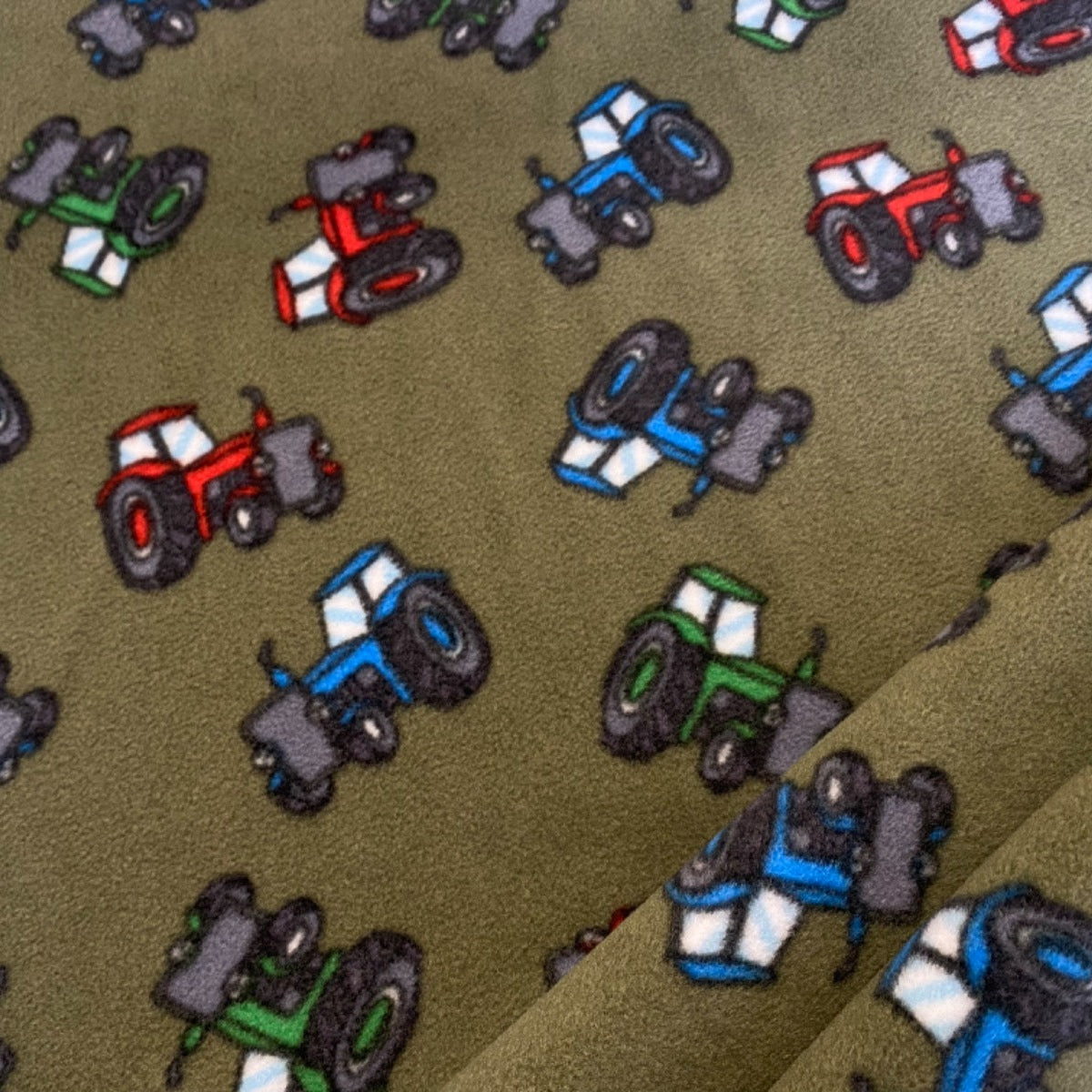 C743 Tractor Polar Fleece Khaki Fabric Folded