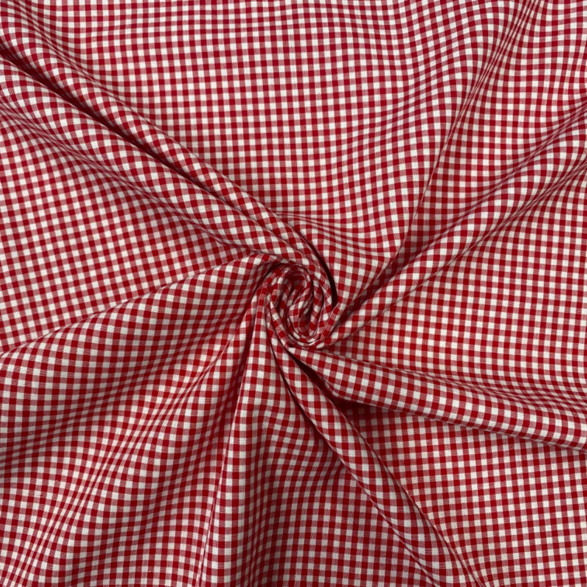 C750 3mm Red Woven Cotton Gingham Fabric Gathered