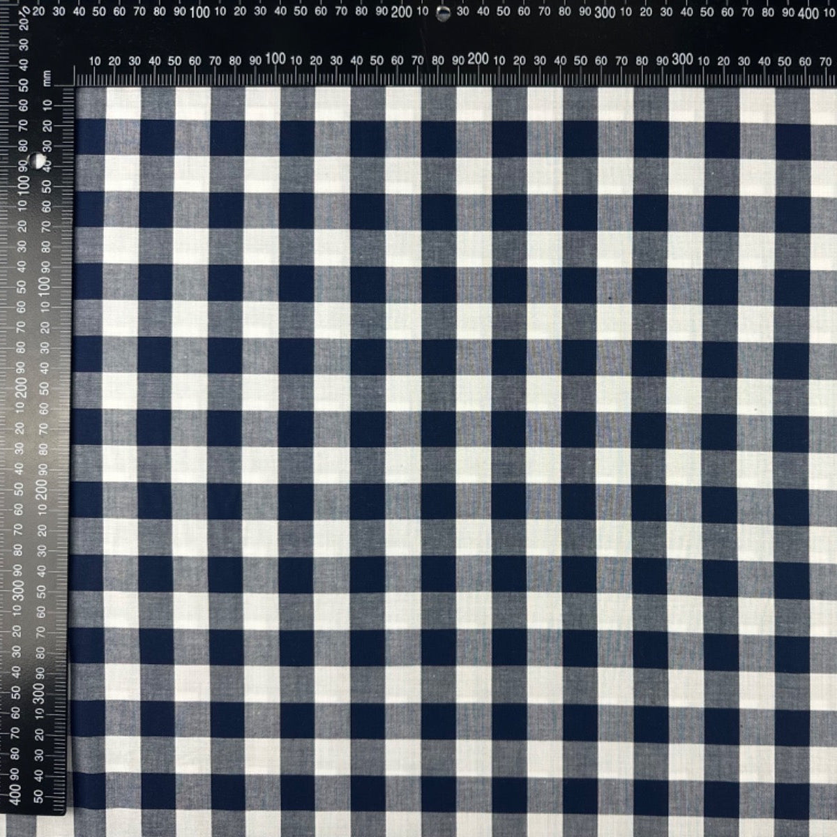 C769 17mm Woven Cotton Gingham Navy Fabric Scale