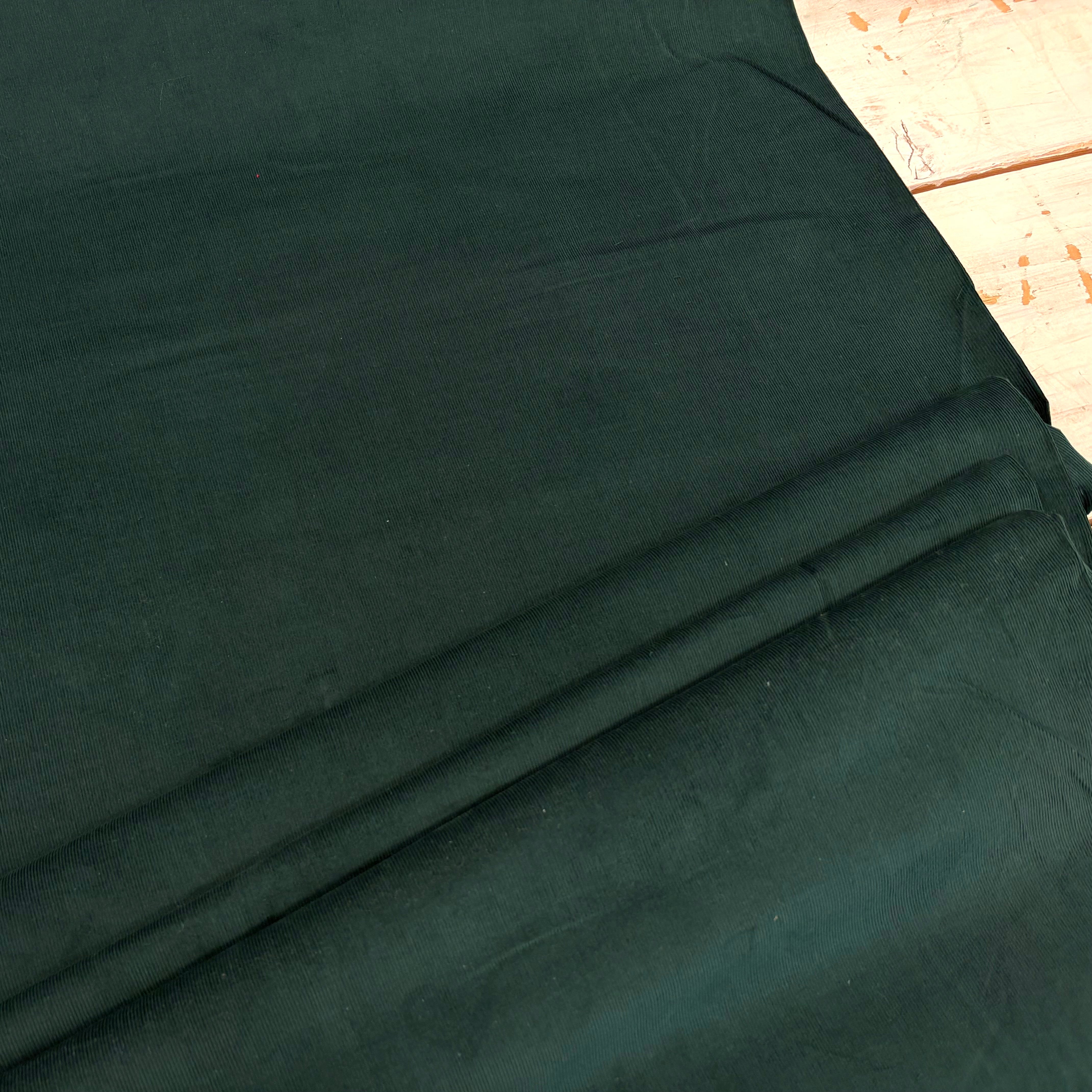 C848 21 Wale Needlecord Bottle Green Fabric Folded