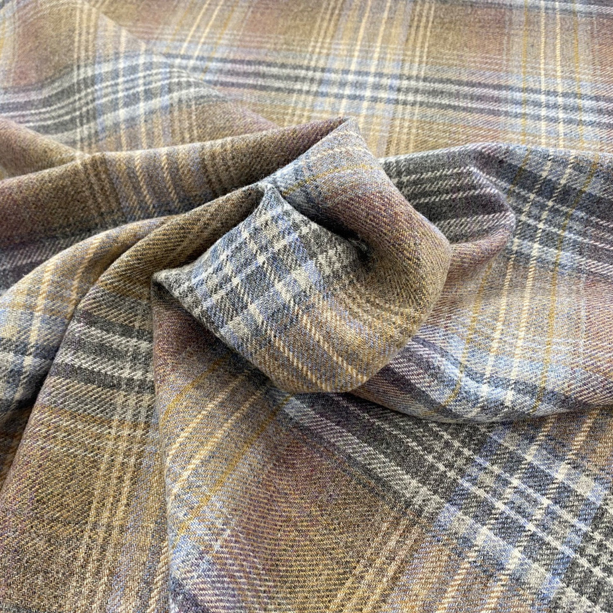 Chess Balmoral Heather 100% Wool Tartan Fabric Folded
