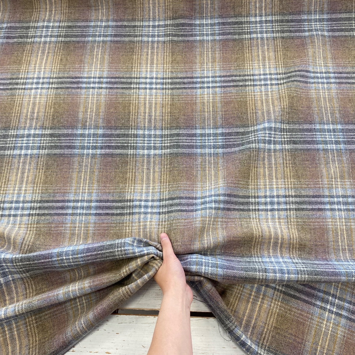 Chess Balmoral Heather 100% Wool Tartan Fabric Gathered
