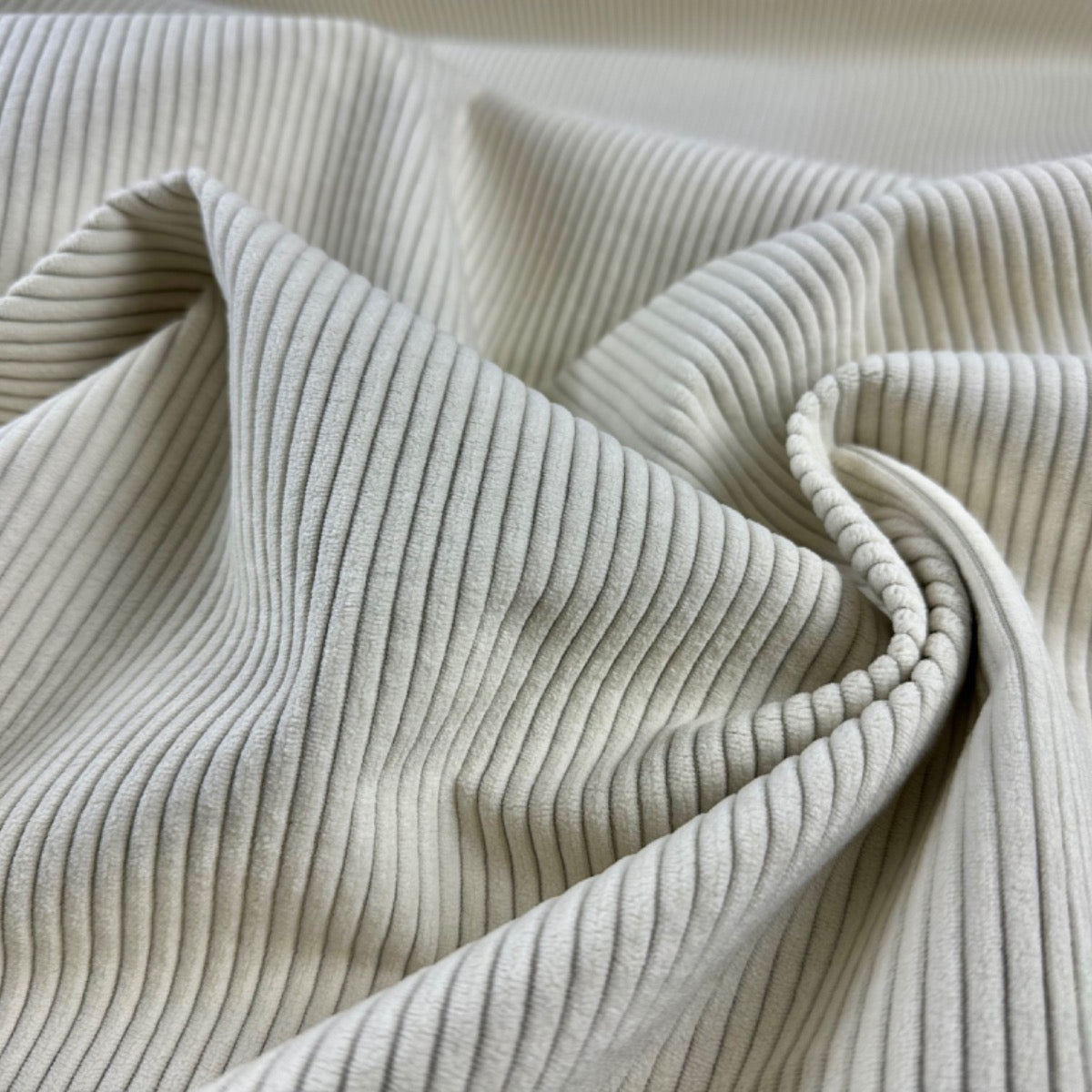 Chunky 5 Wale Upholstery Corduroy Ecru H337 gathered