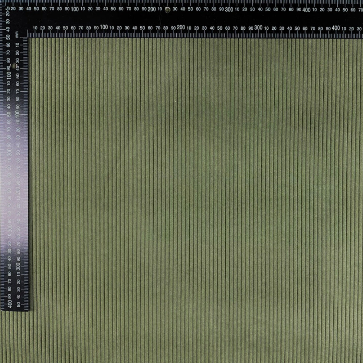 Chunky 5 Wale Upholstery Corduroy Sage H336 Ruler for scale