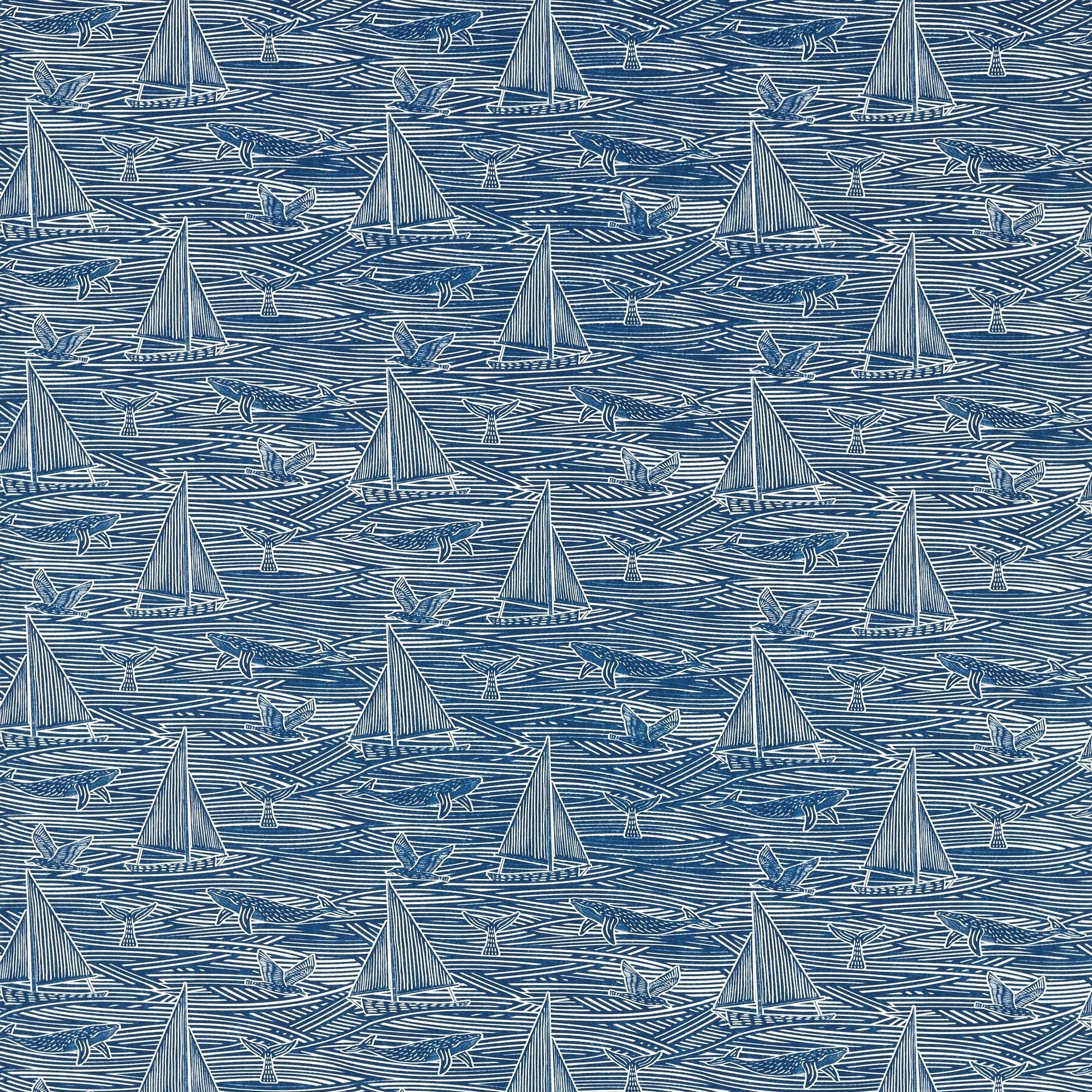 Clarke & Clarke Fin Navy Fabric